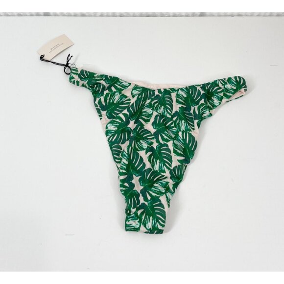 Superdown Bikini Bottom Small Sophia Green Leaf Cheeky Beach Swim Tropical - Picture 9 of 12